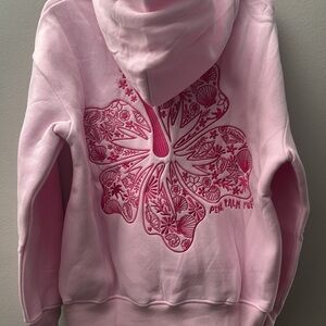 Pink Palm Puff Hawaii Hibiscus Hoodie in Pink